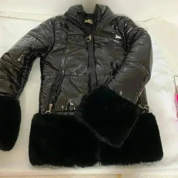 women's KARTINKA design Puffer jacket with Faux Fur Detail 20% COTTON SIZE 26 XS - Picture 7 of 12